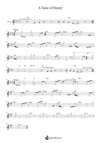 A Taste of Honey Sheet Music by Herb Alpert-Arr.Wilheljones