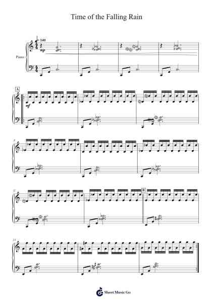 Time of the Falling Rain Sheet Music by Koji Kondo-Arr.Fowpher