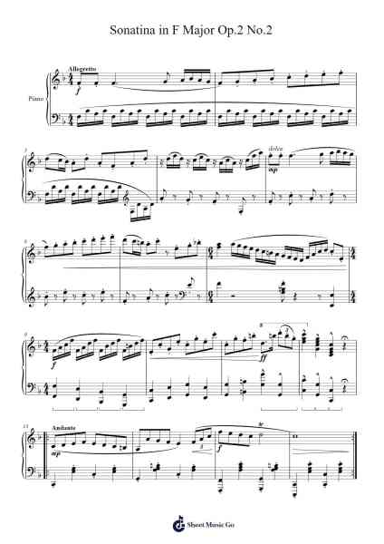 Sonatina in F Major Op.2 No.2 Sheet Music by TRFan12-Arr.Fevans
