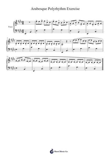 Arabesque Polyrhythm Exercise Sheet Music by Claude Debussy-Arr.Graycie Scob