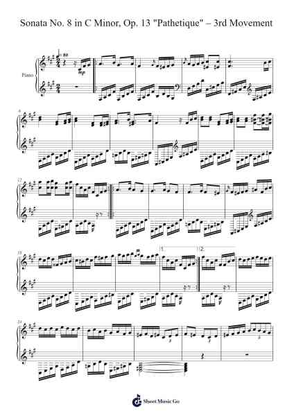 Sonata No. 8 in C Minor, Op. 13 "Pathetique": III. Rondo: Allegro Sheet Music by Ludwig van Beethoven-Arr.Keatsshua Beareade