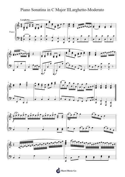 Piano Sonatina in C Major IILarghetto-Moderato Sheet Music by James Tabanao-Arr.Yorkkim