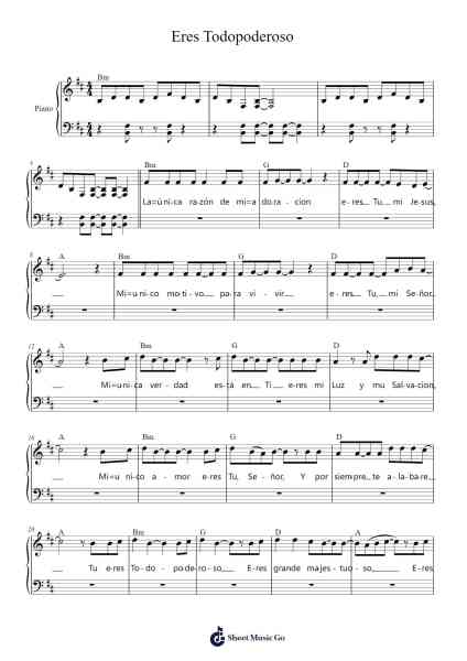 Eres Todopoderoso Sheet Music by Unknown author-Arr.Bobpritt Kathpril