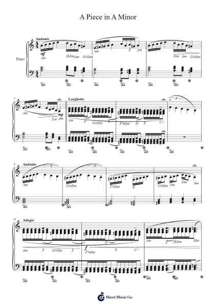 A Piece in A Minor Sheet Music by Cumdo-Arr.Dunkin Betcie