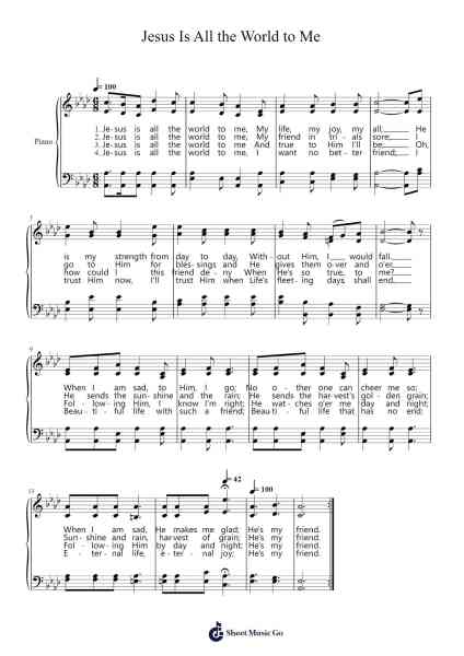Jesus Is All the World to Me Sheet Music by Will Lamartine Thompson-Arr.Bartblack Jobky