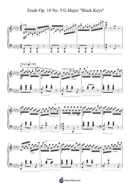 Chopin Etude Op. 10 No. 5 G Major "Black Keys" (Arrangement) โน้ตเพลงโดย Frédéric Chopin-Arr.Virquinn Hoodvid