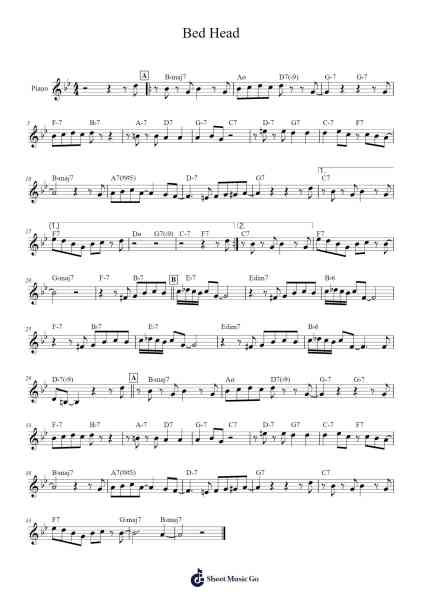 Bed Head Sheet Music by Tyler J Cassidy-Arr.Crailynn Rodlan