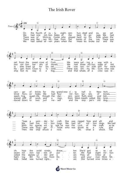 The Irish Rover Sheet Music by Joseph M. Crofts-Arr.Oisenrob Clyger