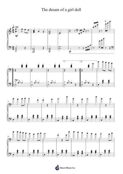 The dream of a girl doll Sheet Music by Hitoshizuku-P/Yama△-Arr.Webbzy