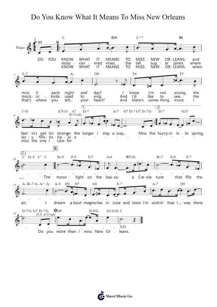 Do You Know What It Means To Miss New Orleans Sheet Music by Louis Alter-Arr.Hobjeames