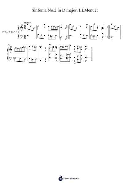 Sinfonia No. 2 in D Major, K. 39: III. Menuet 樂譜由 Domenico Scarlatti - 編曲 Walry