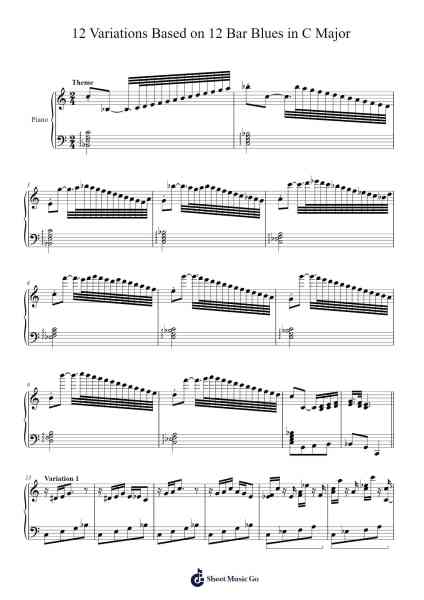 12 Variations Based on 12 Bar Blues in C Major 楽譜 by Luke Mossman-Arr.Deanlay Dulsnow