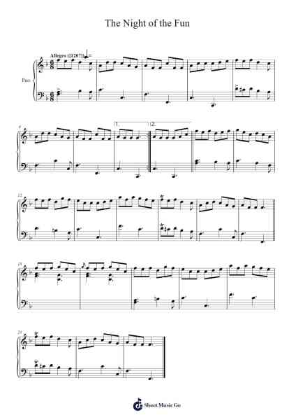 The Night of the Fun Sheet Music by Traditional Irish Folk Song-Arr.Nellriam Cantave