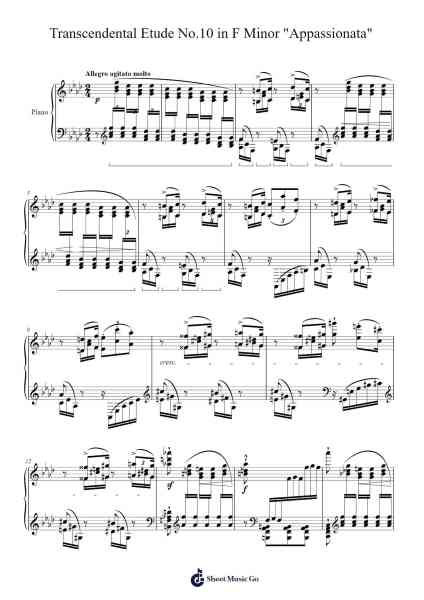 Transcendental Étude No. 10 in F Minor, S. 139 "Appassionata" Sheet Music by Franz Liszt-Arr.Ruthfitch Jackjoy