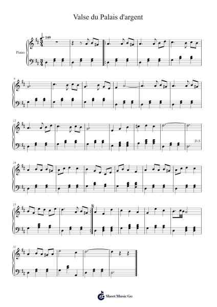 Valse du Palais d'argent Sheet Music by Jorge's Music Corner-Arr.Francesphrey Faholmes