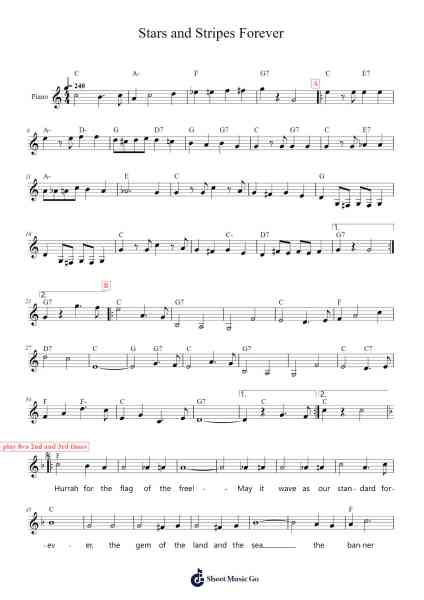 Stars and Stripes Forever Sheet Music by John Philip Sousa-Arr.Pearric