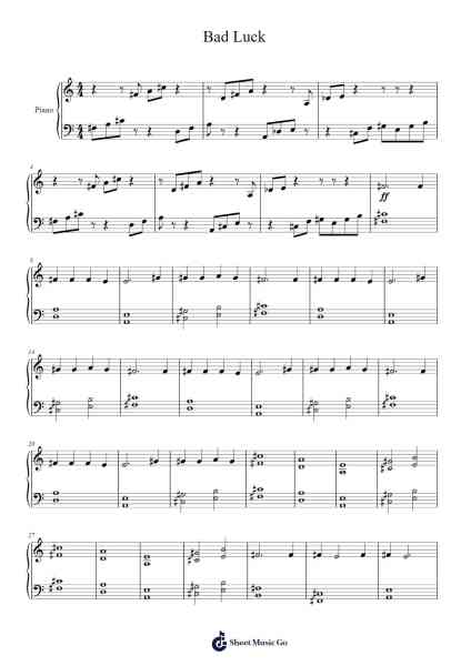 Bad Luck Sheet Music by -Arr.Arkirk Janeien