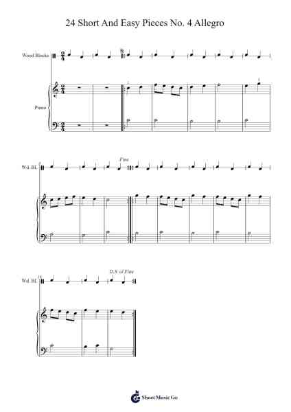 No. 4 Allegro From 24 Short And Easy Pieces Sheet Music by Alexander Reinagle-Arr.Maugvia Browninglogg