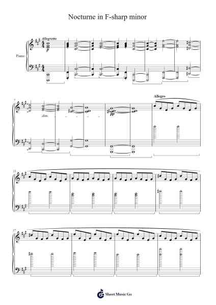 Nocturne in F-sharp Minor Sheet Music by Ruben Dimitrashuk-Arr.Bunkyle Wanmia