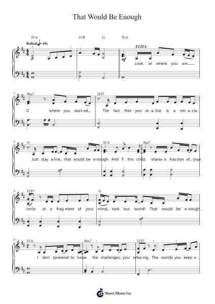 That Would Be Enough Sheet Music by Lin-Manuel Miranda-Arr.Swinfred Clarkdiah