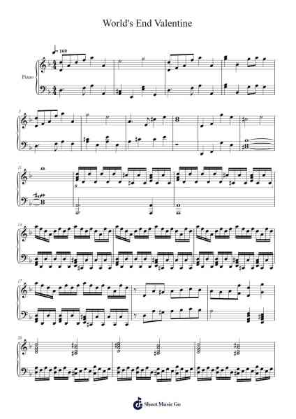 World's End Valentine Sheet Music by Astor Piazzolla-Arr.Saslaide Wattvic