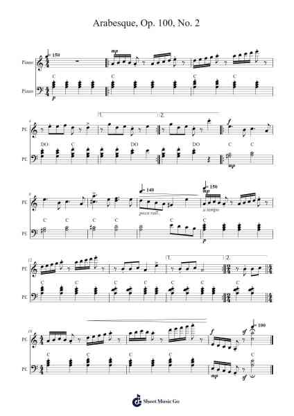 Arabesque, Op. 100, No. 2 Sheet Music by Friedrich Burgmüller-Arr.Louiefie