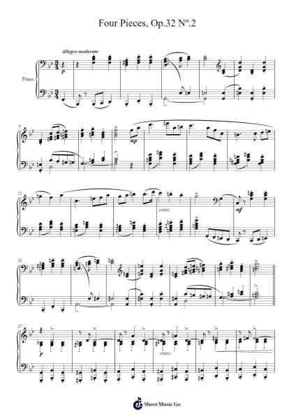 Four Pieces, Op. 32 No. 2 Sheet Music by Sergei Prokofiev-Arr.Paulholmes