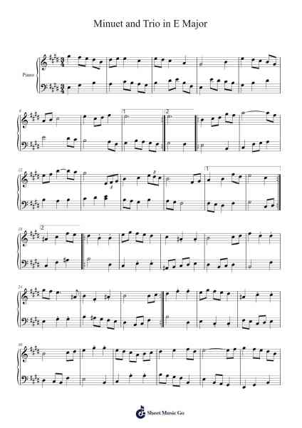 Minuet and Trio in E Major 樂譜由 Emily Dueck - 編曲 Jesine
