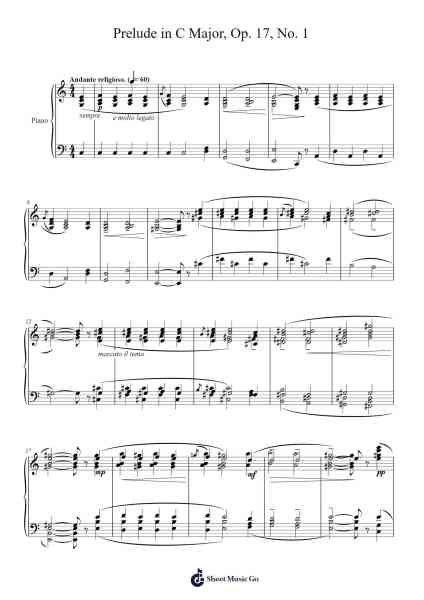 Prelude in C Major, Op. 17, No. 1 Sheet Music by Felix Blumenfeld-Arr.Dempron Jacbess