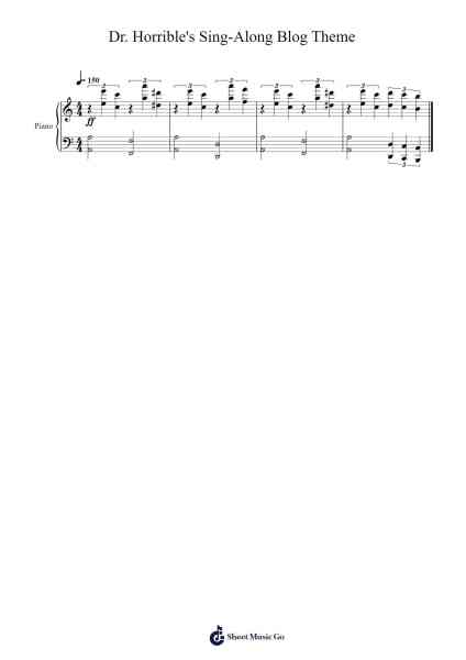 Dr. Horrible's Sing-Along Blog Theme Sheet Music by Joss Whedon/Jed Whedon-Arr.Stilkim