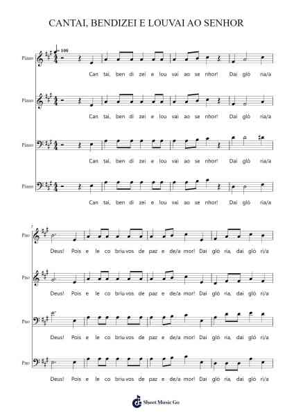 CANTAI, BENDIZEI E LOUVAI AO SENHOR Sheet Music by José Acácio Santana-Arr.Webbhan
