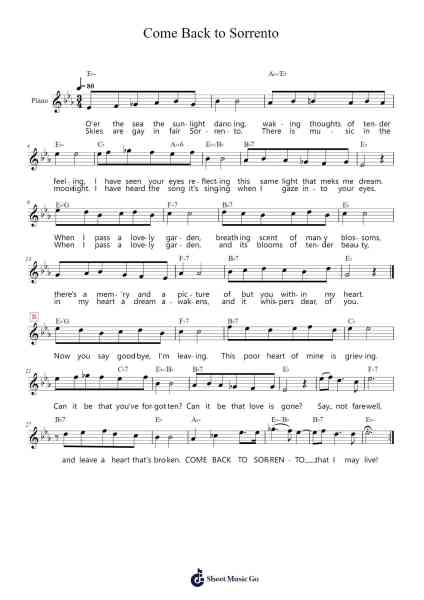 Come Back to Sorrento Sheet Music by Ernesto de Curtis-Arr.Chesria