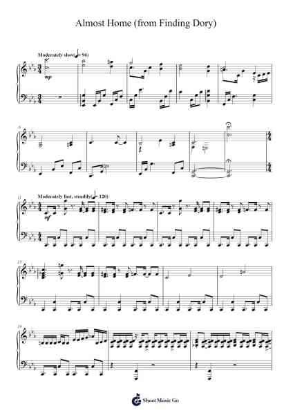 Almost Home (from Finding Dory) Sheet Music by Thomas Newman-Arr.Shirnett