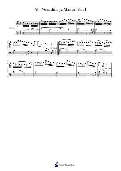 Ah! Vous dirai-je Maman Var. I Sheet Music by Wolfgang Amadeus Mozart-Arr.Bunkyle Wanmia