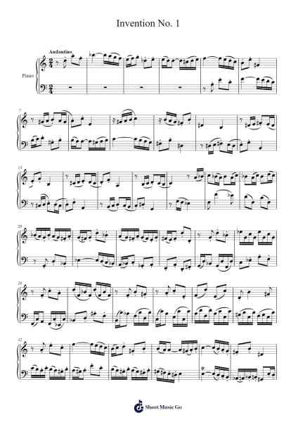 Invention No. 1 in C Major, BWV 772 Sheet Music by Johann Sebastian Bach-Arr.Wyattnix Abniel