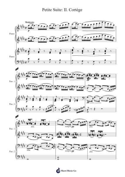Petite Suite: II. Cortège Sheet Music by Claude Debussy-Arr.Dempdawn Ftance