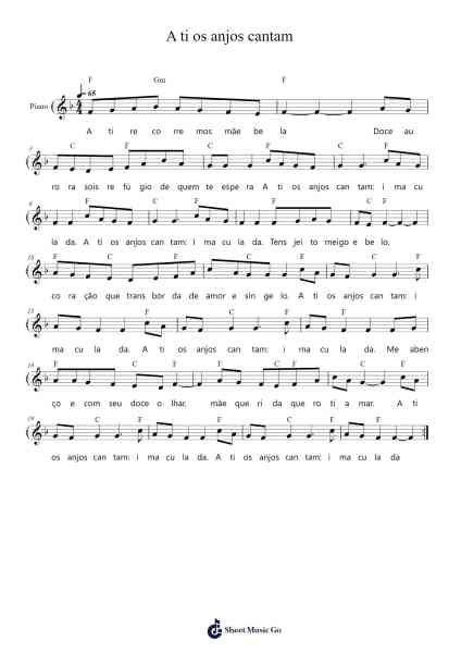 A ti os anjos cantam Sheet Music by Maisa de Oliveira-Arr.Asdict