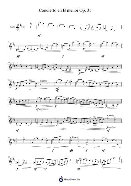 Concierto en B menor Op. 35 Sheet Music by Rusknet Baldmaud-Arr.Yuledawn