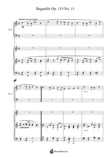 Bagatelle in B Minor, Op. 119, No. 11 Sheet Music by Ludwig van Beethoven-Arr.Vanralph Aunald
