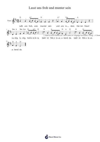 Lasst uns froh und munter sein 乐谱由 Misc Traditional - 编曲 Canzel