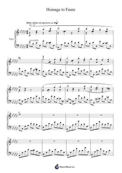 Homage to Faure for Piano Solo Sheet Music by Robert Helps-Arr.Jonric