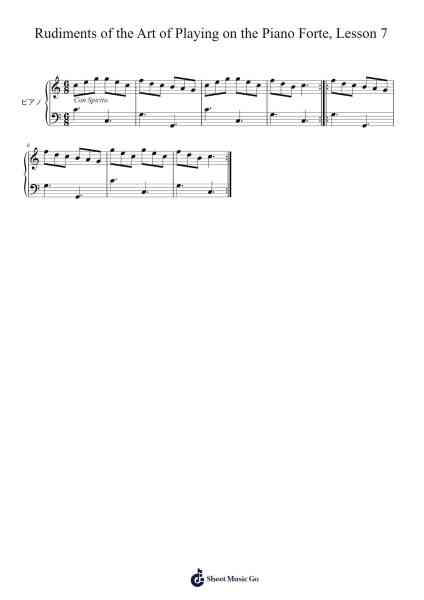 Rudiments of the Art of Playing on the Piano Forte, Lesson 7 Sheet Music by Gottlieb Graupner-Arr.Sherrah Birroll