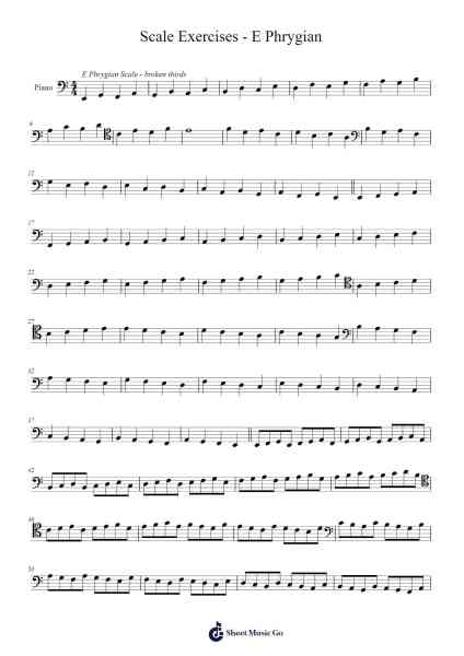 Scale Exercises - E Phrygian Sheet Music by Lady Bass Music-Arr.Bulgy Boylebaird