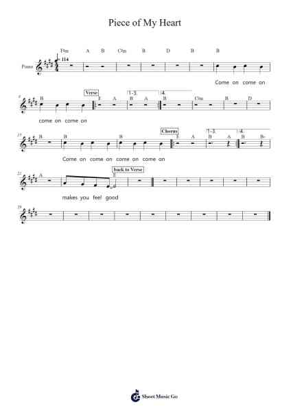 Piece of My Heart Sheet Music by Janis Joplin-Arr.Hilltim Moobright