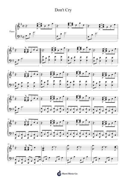 Don't Cry Sheet Music by Moiboyd Jayhume-Arr.Jersharp
