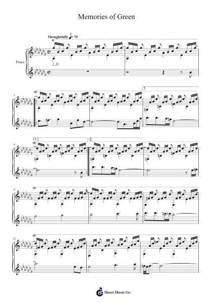 Memories of Green Sheet Music by Yasunori Mitsuda-Arr.Charmie