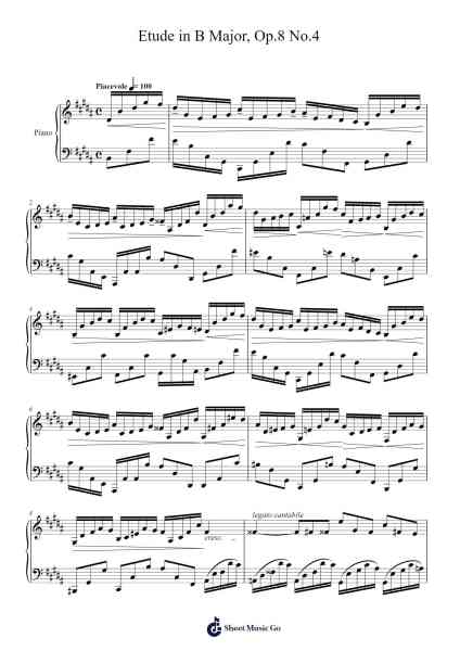Etude in B Major, Op. 8 No. 4 Sheet Music by Alexander Scriabin-Arr.Taysnow Churniel