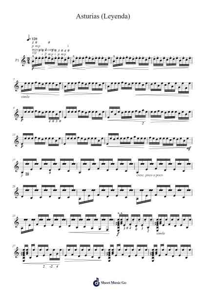 Asturias (Leyenda) Sheet Music by Isaac Albéniz-Arr.Ution Foxwer