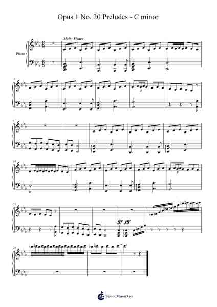 Opus 1 No. 20 Preludes - C minor 樂譜由 Tonore Attny - 編曲 Blairbart