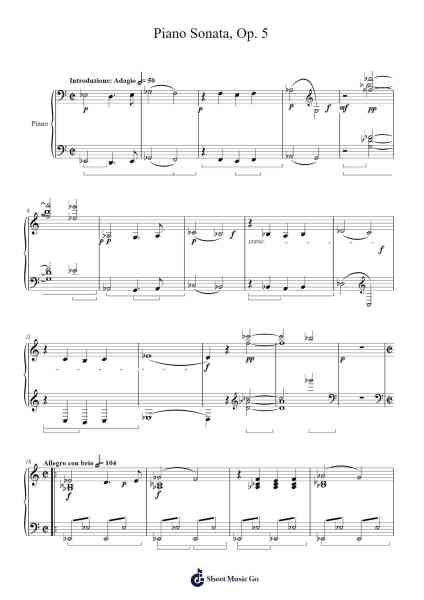 Piano Sonata, Op. 5 Sheet Music by Sunwoo Lim-Arr.Davexy Tykins